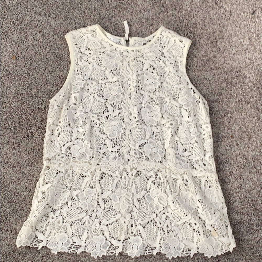 CAbi White Lace Tank Top